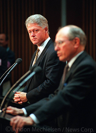 20NOV96- US President Bill Clinton and PM john Howard at the joint press confrence Pic Lyndon Mechielsen.p/r/Clinton Visit./presidential visit